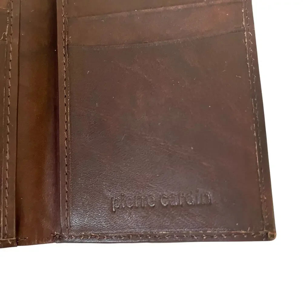Vintage Pierre Cardin Brown Leather Trifold Wallet